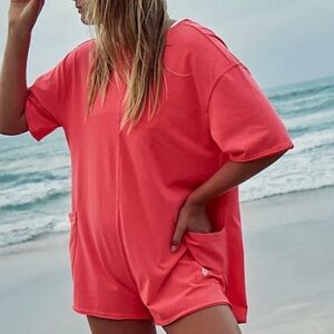 Hot Shot Tee Romper Free People. NWT Electric Sunset color